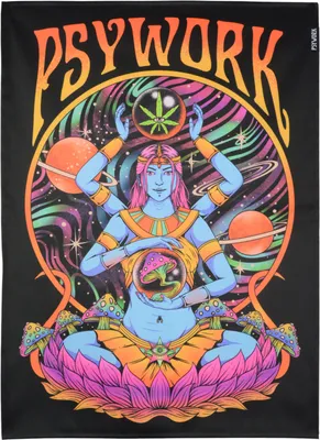 Produktbild von PSYWORK Schwarzlicht Stoffposter Neon "Psywork Godness", 50x70cm