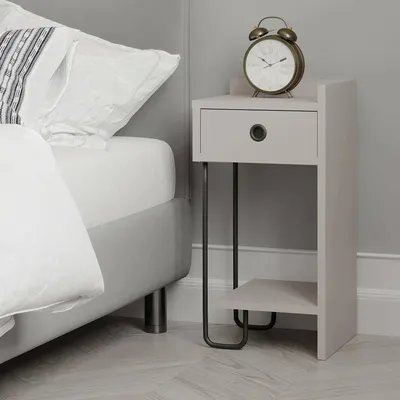 Immagine prodotto di Halola - Comodino, 32x30x61h cm Grigio Tortora, un Cassetto