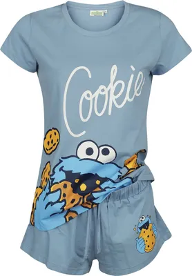 Produktbild von Sesame Street Schlafanzug Damen Krümelmonster - Cookie blau L