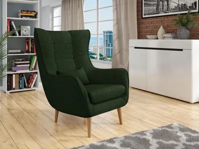 Obrázek produktu pro Designové křeslo ušák LEVI - tmavé zelené