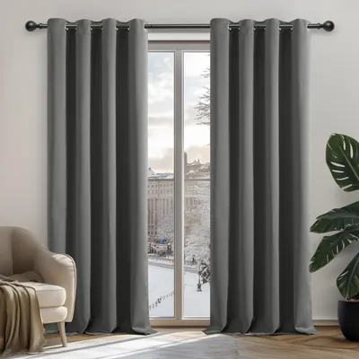 Immagine prodotto di Tende oscuranti con passanti, 160x132 cm, grigio chiaro, set da 2