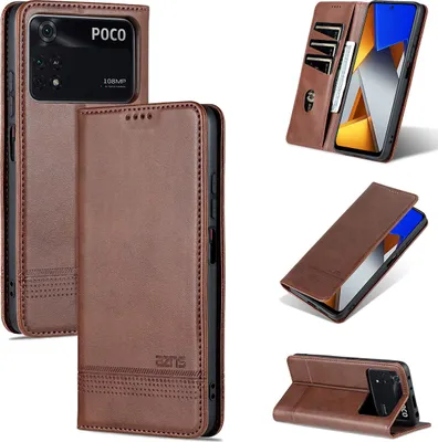 Obrázek produktu pro Xiaomi Poco M4 Pro 4G Pouzdro, Peněženka s Magnetickým Uzávěrem a Stojánkem, Kožené Flip Pouzdro pro Xiaomi Poco M4 Pro 4G Káva