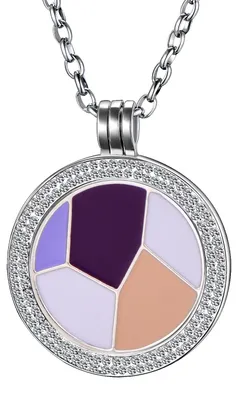 Produktbild von Morella Damen Halskette 70 cm Edelstahl und Zirkonia Anhänger mit Coin Spiegel 33 mm im Schmuckbeutel
