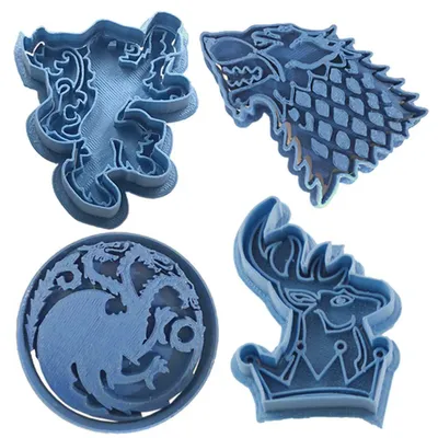 Ausstechform-Set, 4 Stück, blau, 16 x 14 x 1,5 cm, Kunststoff