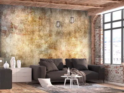 Produktbild von Vlies Fototapete Betonoptik 400x280 cm Tapeten Wandtapete XXL Abstrakt gold braun Steinwand a-A-10192-a-a