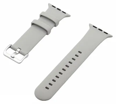 Produktbild von By Qubix Gummi-Sportarmband mit Schnalle - Grau - Geeignet für Apple Watch 44 mm / 45 mm / 46 mm / 49 mm