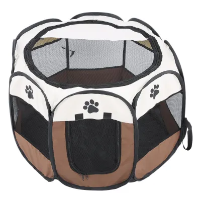 Immagine prodotto di Recinto per animali, Portatile, Pieghevole, Copertura in rete, Colore: Marrone, Per cani e gatti, Interno/esterno
