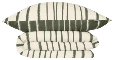 Produktbild von SCHIESSER Bettwäscheset Wesley | Gestreift | Renforcé | 2-teilig | 100% Baumwolle | Angenehm weich & glatt | YKK-Reißverschluss | 135x200 cm + 80x80 cm | Grün