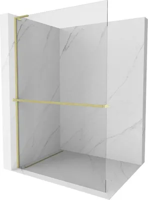 Produktbild von Mexen Kioto+ L Duschwand mit Walk-in Regal 60 x 200 cm, transparent, gebürstetes Gold - 800-060-123-55-00