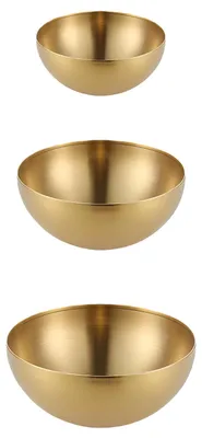 Productafbeelding van 3-delige Gouden Koreaanse Rijstkom Set - Ideaal voor Salades, Pasta en Meer