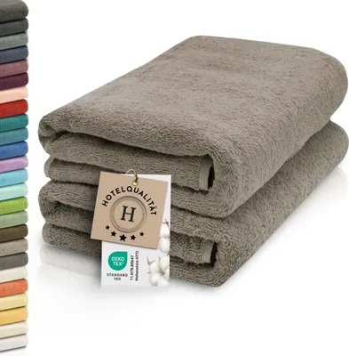 Produktbild von 2er Set Saunahandtuch, Baumwolle, 70x200 cm, hellbraun (braun), 420g/qm