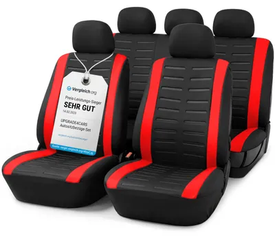 Productafbeelding van Upgrade4cars Autostoelhoevers Set, universele versie 2026 | Autostoelhoesjes voor de voorstoelen en achterbank, kleur rood | Auto-accessoires, interieurdecoratie