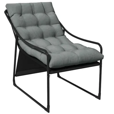 Produktbild von Gartenstuhl – Outdoor-Liegestuhl – Terrassenliege – Dickes Kissen – Edelstahlgestell – Geeignet für Balkone und Terrassen – 62 x 110 x 88 cm – Grau