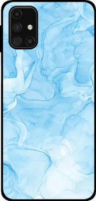 Produktbild von Smartphonica Handytasche Passend für Samsung Galaxy M31s mit Marmordruck - TPU Rückendeckung Fall Marmor Design - Hellblau