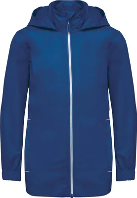 Produktbild von Wasserdichte Kinder Regenjacke mit im Kragen verstaubarer Kapuze und 2 Reißverschlusstaschen