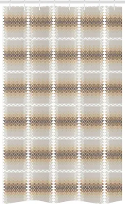 Produktbild von ABAKUHAUS Abstrakt Schmaler Duschvorhang, Kultur, Badezimmer Deko Set aus Stoff mit Haken, 120 x 180 cm, Beige Braun Weiß