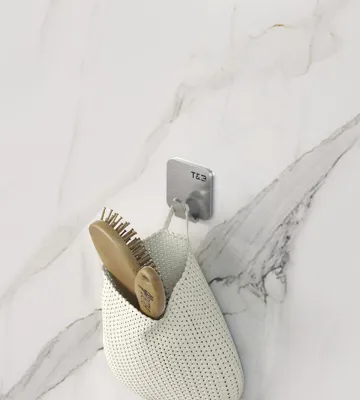 Image de Nortiq T&B crochet mural 5 x 5 x 2,2 cm aluminium brossé fixation adhésive 3M