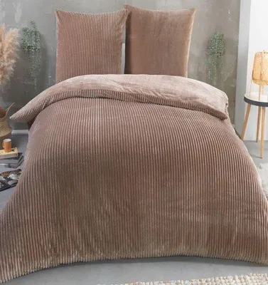 Produktbild von Reversibles Winter-Bettwäsche aus Plüsch, erhältlich in den Größen 135 x 200 cm oder 155 x 220 cm, mit Kissenbezug 80 x 80 cm. Kaschmir-ähnliche Fleece-Deckenbezug
