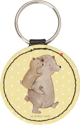 Produktbild von Mr. & Mrs. Panda Anhänger Papa Bär - Gelb Pastell - Geschenk, Bruder, schlüsselanhänger klein, mini, Taschenanhänger, Taschenbaumler, Papi, Sohn, Vatertag, Vater