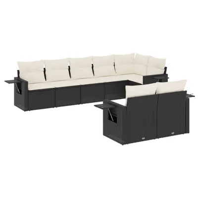 Produktbild von vidaXL 8-tlg. Garten-Sofagarnitur mit Kissen Schwarz Poly Rattan
