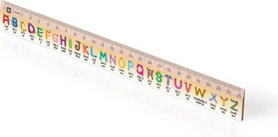 Obrázek produktu pro Metrie | Didakt-M07, Dřevěné pravítko s potiskem | Alphabet | 25 cm