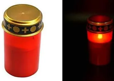 Produktbild von Rote LED Grabkerze mit flackernder Flamme, 21 cm hoch, 7 cm Ø, 200 Tage Leuchtdauer