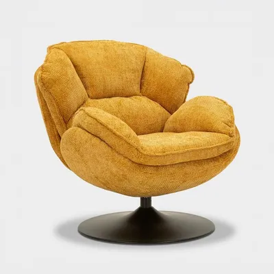 Produktbild von Drehbarer Retro-Polstersessel für das Wohnzimmer Hamburg Poise - Gelb