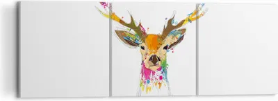 Produktbild von Bild auf Leinwand - Leinwandbild - Deer fantasie Graffiti Grafik - 120x40cm - Wand Bild - Wanddeko - Leinwanddruck - Bilder - Kunstdruck - Wanddekoration - Leinwand bilder - Wandkunst - CA120x40-3161
