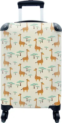 Produktbild von MuchoWow® MuchoWow® Koffer Handgepäck Trolley Rollkoffer Kleine Reisekoffer mit 4 Rollen - Giraffe - Tiere - Muster - Cabin Size < 55x40x23 cm & 55x40x20 cm - Fotokoffer - Kabinenkoffer - Boardgepäck