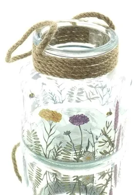 Produktbild von Riffelmacher Teelichtglas transparent mit Kräutern & Pflanzen Ø 12 cm