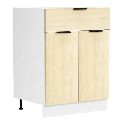 Image de Meuble de cuisine | Dimensions env. H. 82 x W. 60 x. T. 46 cm | Cabinet avec deux portes et un tiroir | Mobilier de cuisine - Fasola