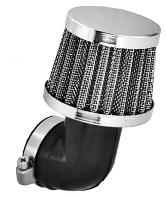 Produktbild von Luftfilter Sportluftfilter, Tuning 35mm, 90° Biegung, Stahlgewebe, Chromdeckel für Motorrad, Roller
