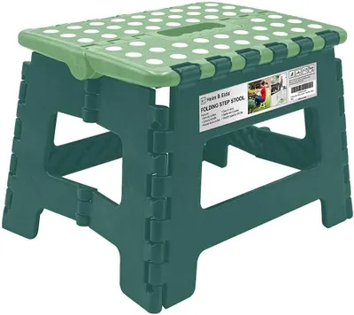 Image de Tabouret pliable, supportant jusqu'à 110 kg, léger, avec revêtement antidérapant, hauteur de 22 cm, idéal pour la cuisine et le camping