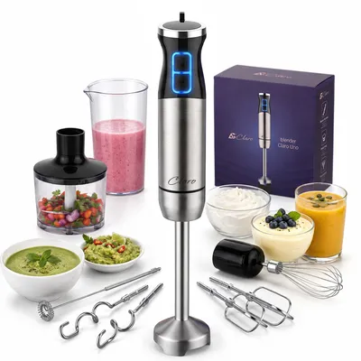 Produktbild von Blender Stabmixer 1800 W 5-in-1, 24 Geschwindigkeitsstufen, Turbo, Edelstahl, Schneebesen, Zerkleinerer, KI-generiertes Bild