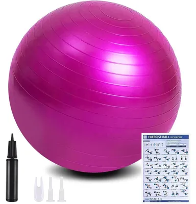 Produktbild von Gymnastikball mit Fußpumpe, 55cm/65cm, Anti-Burst, Rosa