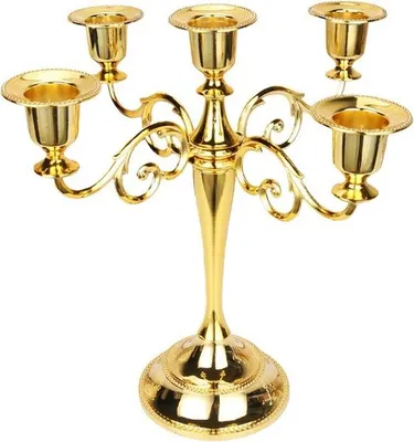 Produktbild von INF Eleganter Kerzenständer im europäischen Stil, Zinklegierung, 5 Arme, für romantische Dekoration Gold