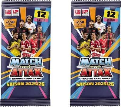 Produktbild von Topps Match Attax Bundesliga 2025/2026 – 2 x Booster mit je 12 Karten – Offizielles Bundesliga Trading Card Game – Sammelkarten Saison 25/26 – Ideal für Sammler & Fans
