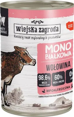 Obrázek produktu pro WIEJSKA ZAGRODA Jednobílkovinová hovězí - mokrá krmiva pro kočky - 400 g