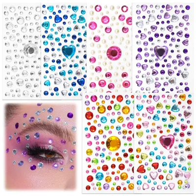 6 Blatt selbstklebende Strass-Edelstein-Aufkleber für DIY
