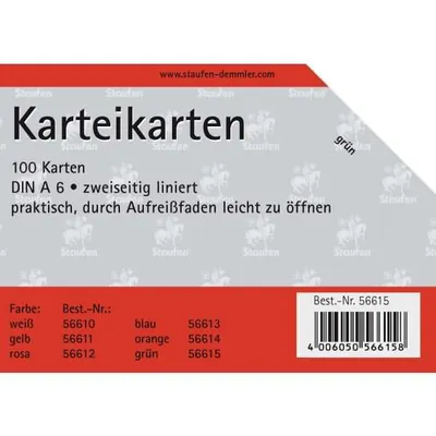 Produktbild von Karteikarten A6/100 grün liniert