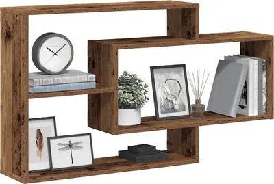 Productafbeelding van Maison Exclusive - Wandplank, uitstraling oud hout, 104x20x58,5 cm, houtvezelplaat