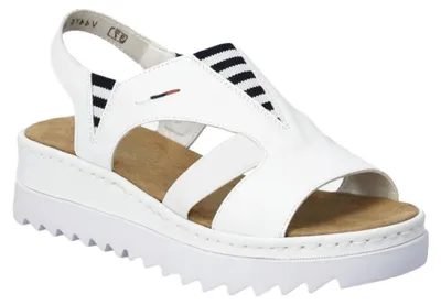 Produktbild von Rieker - Damen Sandalen, Kontraststreifen, Ökologisches Leder PP5850 (38 EU) (Weiß)