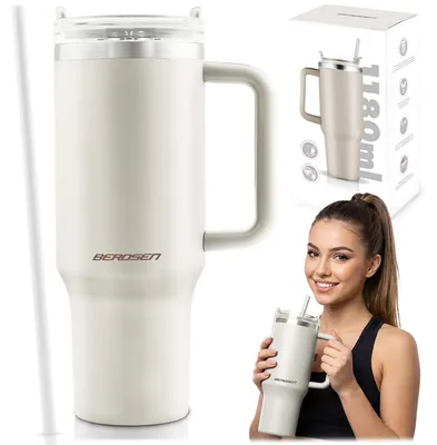 Produktbild von Vakuumisolierter Becher mit Strohhalm, 1180 ml, Edelstahl