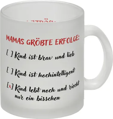 Produktbild von Mamas größte Erfolge in der Erziehung Glas Tasse zum Muttertag