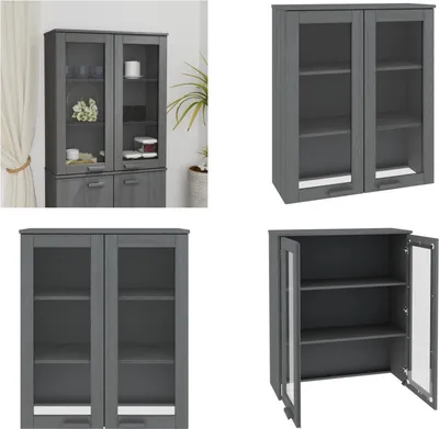Produktbild von vidaXL Highboard Oberteil HAMAR Dunkelgrau 85x35x100 cm Massivholz - Highboard-Aufsatz - Highboard-Aufsätze - Aufsatz Für Highboard - Massivholzaufsatz Für Schrank
