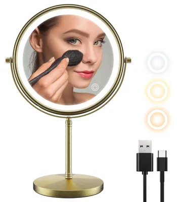 Produktbild von zelaxy Tischspiegel mit Licht Europäischer Retro Schminkspiegel Vintage Hochaufl