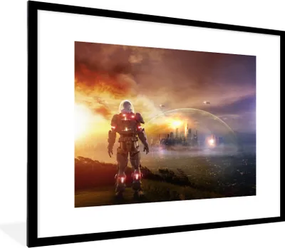 Produktbild von MuchoWow® Gerahmtes Poster Spiele - Soldat - Spiel 80x60 cm - Poster mit Schwarzem Bilderrahmen Wandposter Rahmen Foto Bilder - Schlafzimmer-Dekorationen - Fotoposter