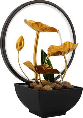 Produktbild von Lotus - Tischbrunnen - Indoor-Wasserfall - LED-Beleuchtung - Metall - Zen-Entspannung - 220 V