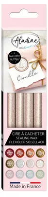 Produktbild von Aladine Siegelwachs Set - Glitzer Perlmutt Wachsstäbchen 4 Stück