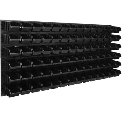 Image de Panneau à outils mural 173,4 x 78 cm avec 84 pcs. Boîtes suspendues Boîtes noires Système de rangement